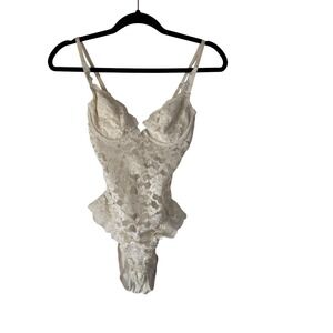 Vintage Victorias Secret Bodysuit Womens Medium Lace Sheer Teddy Lingerie 90s